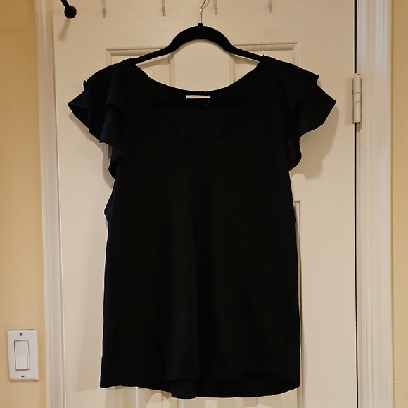 Elegant Black Ruffle Sleeve Top - Picture 1 of 10